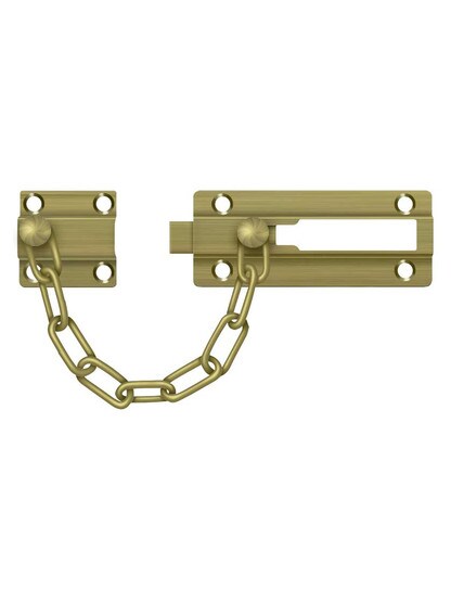 Solid-Brass Chain Door Guard in Antique Brass.